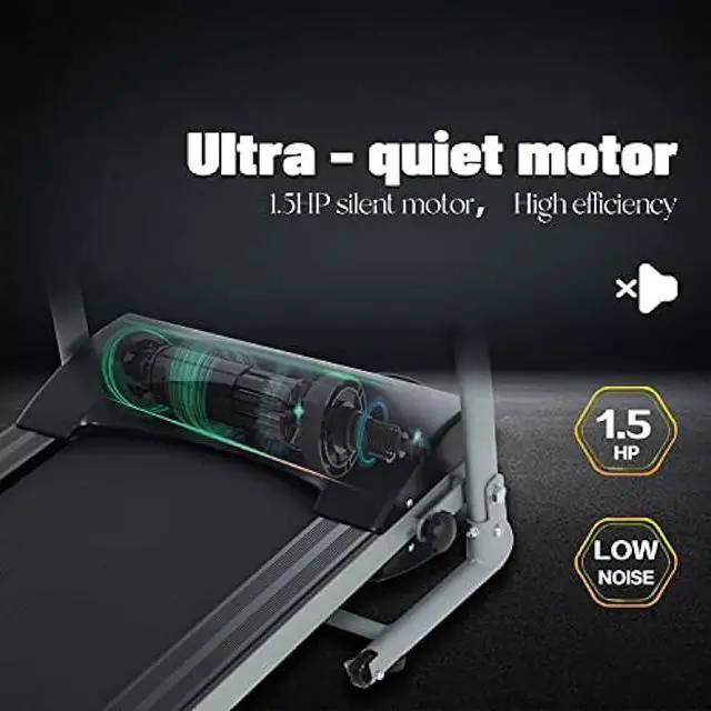 Alt view image 6 of 7 - Home Foldable Treadmill with Incline, Folding Treadmill for Home Workout, Electric Walking Treadmill Machine 15 Preset or Adjustable Programs 250 LB Capacity MP3 (Black)