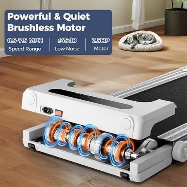 Alt view image 4 of 5 - GYMAX Walking Pad Treadmill, 3 in 1 Folding Treadmill with Removable Desktop, Remote & 12 Preset Programs, 2.5 HP Under Desk Walking Pad Running Machine for Home Gym Exercise Workout