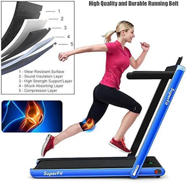 Alt view image 6 of 6 - GYMAX Walking Pad, 2.25HP Foldable Treadmill with Smart App & Remote Control, Bluetooth LED Monitor, Small Spaces Compact Running Machine, Folding Portable Under Desk Treadmill for Home Office