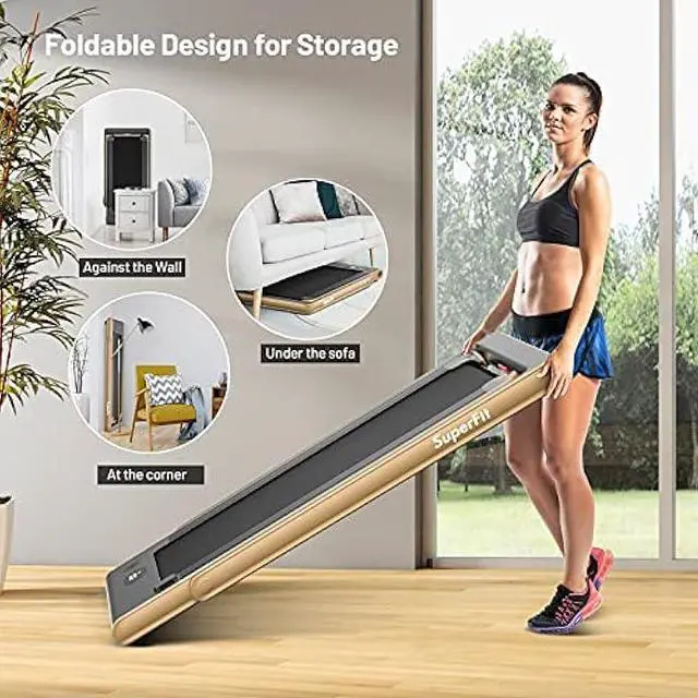 Alt view image 4 of 6 - GYMAX Walking Pad, Dual LED Display 2 in 1 Under Desk Treadmill for Home with Remote & Smart App Control, 2.25HP Foldable Portable Treadmill Running Machine for Office Small Space