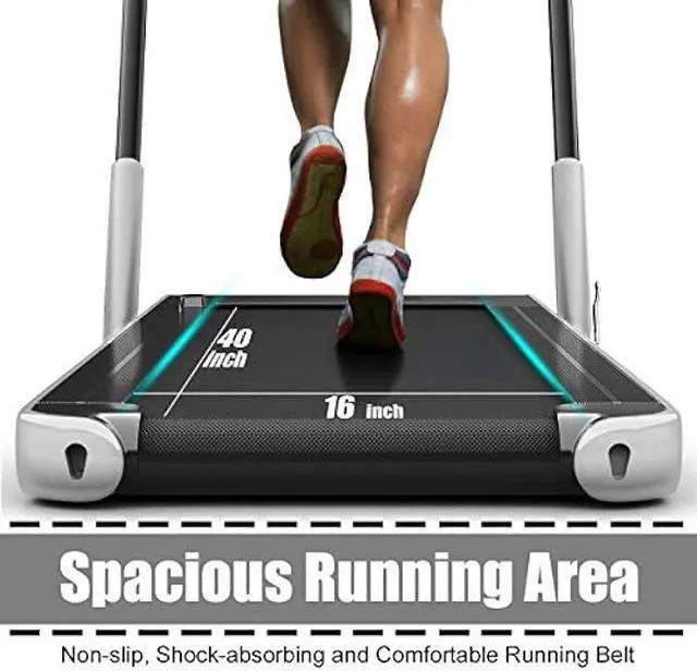 Alt view image 3 of 5 - GYMAX Walking Pad, 2 in 1 Free Installation Under Desk Treadmill with Smart App, Remote Control & LED Display, 2.25HP Foldable Portable Compact Running Machine for Small Spaces Home Office