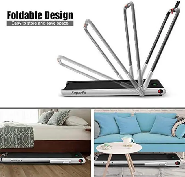 Alt view image 4 of 5 - GYMAX Walking Pad, 2 in 1 Free Installation Under Desk Treadmill with Smart App, Remote Control & LED Display, 2.25HP Foldable Portable Compact Running Machine for Small Spaces Home Office