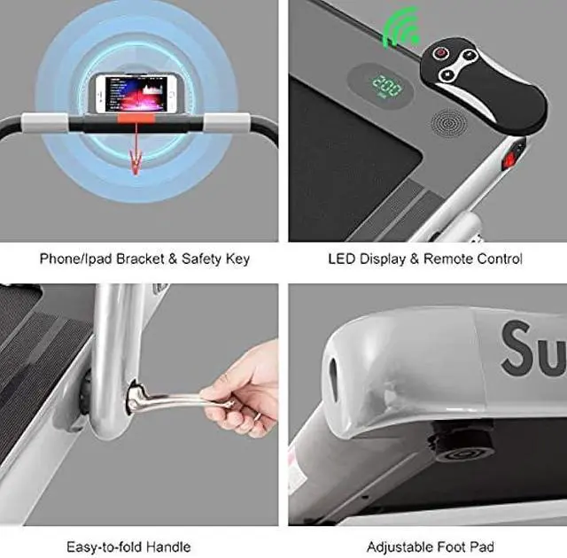 Alt view image 5 of 5 - GYMAX Walking Pad, 2 in 1 Free Installation Under Desk Treadmill with Smart App, Remote Control & LED Display, 2.25HP Foldable Portable Compact Running Machine for Small Spaces Home Office