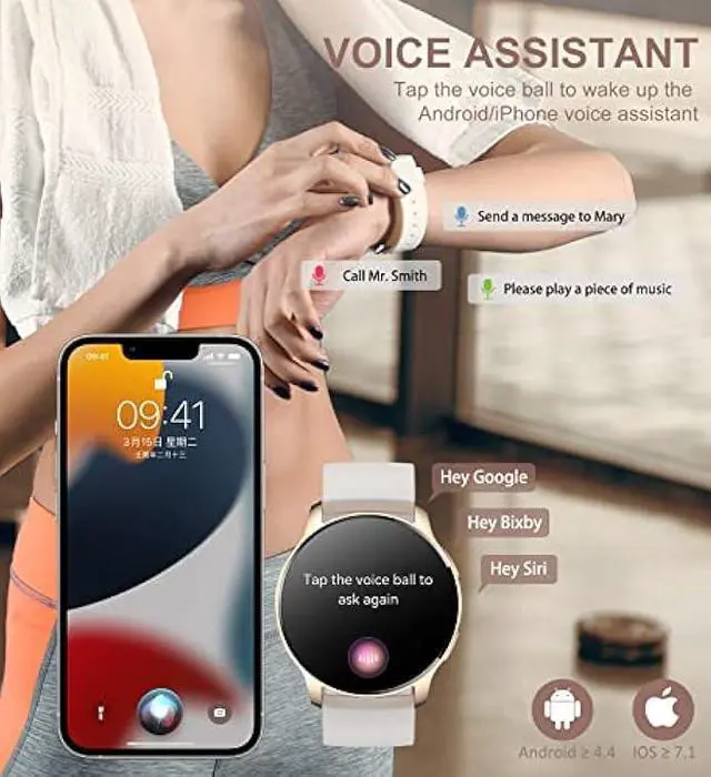 Alt view image 4 of 5 - Iaret Smart Watch for Women (Answer/Make Call), Fitness Tracker for Android and iOS Phones Waterproof Smartwatch with 1.32 HD Full Touch Screen AI Voice Control Heart Rate Sleep Monitor Pedometer