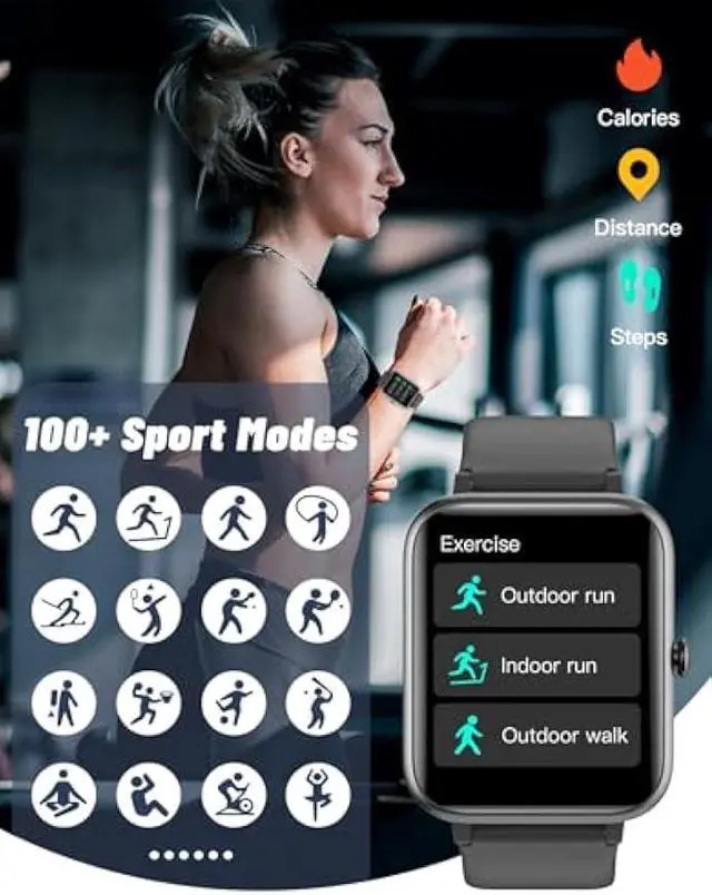 Alt view image 3 of 5 - GRV Smart Watch for iOS and Android Phones (Answer/Make Calls), Watches for Men Women IP68 Waterproof Smartwatch Fitness Tracker Watch with Heart Rate/Sleep Monitor Steps Calories Counter (Black)