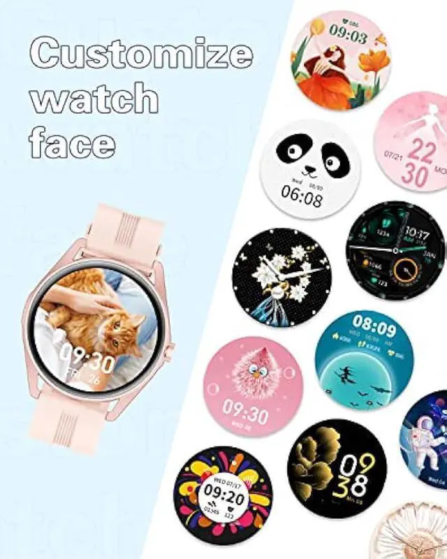 Alt view image 5 of 6 - HUAKUA Smart Watches for Women Men (Answer/Make Calls) Compatible with iPhone/Android Phones, Round Smartwatch Digital Watch Fitness Tracker with Heart Rate Monitor Sleep Tracker Waterproof Pink