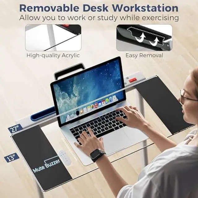 Alt view image 3 of 5 - GYMAX Walking Pad Treadmill, 3 in 1 Folding Treadmill with Removable Desktop, Remote & 12 Preset Programs, 2.5 HP Under Desk Walking Pad Running Machine for Home Gym Exercise Workout