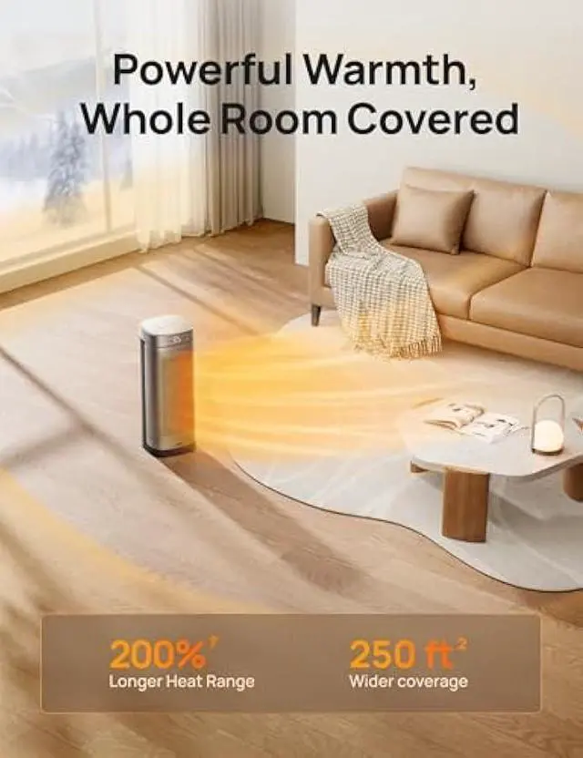 Alt view image 2 of 6 - Dreo Space Heaters for Indoor Use, 1500W Fast Heating Portable Heaters with Remote, Large PTC Ceramic Electric for Bedroom, 12H Timer, 70° Oscillation, Overheat Protection, Safety Heat for Home Office