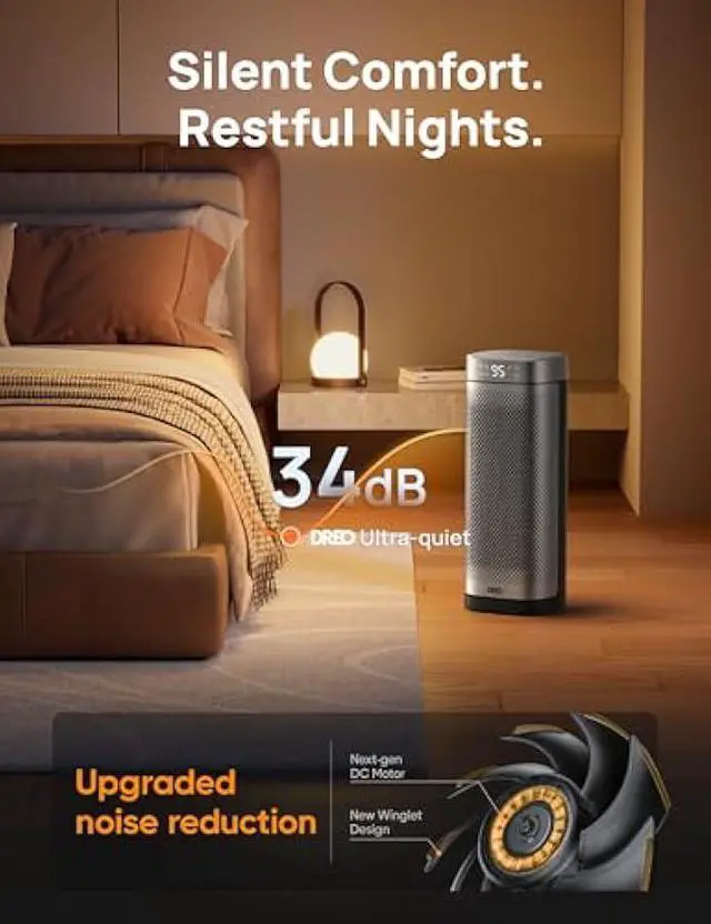 Alt view image 5 of 6 - Dreo Space Heaters for Indoor Use, 1500W Fast Heating Portable Heaters with Remote, Large PTC Ceramic Electric for Bedroom, 12H Timer, 70° Oscillation, Overheat Protection, Safety Heat for Home Office