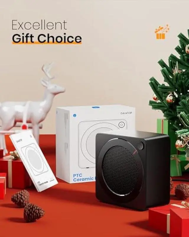 Alt view image 2 of 5 - Gaiatop Mini Space Heater, Lightweight PTC Ceramic Fast Heating 500W Energy Efficient for Indoor Use, Overheating & 45° Tip-Over Protection, Portable Desk Electric Heaters for Office Home Black