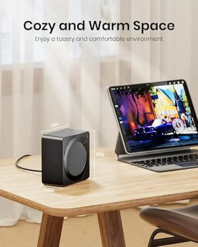 Alt view image 5 of 5 - Gaiatop Mini Space Heater, Lightweight PTC Ceramic Fast Heating 500W Energy Efficient for Indoor Use, Overheating & 45° Tip-Over Protection, Portable Desk Electric Heaters for Office Home Black