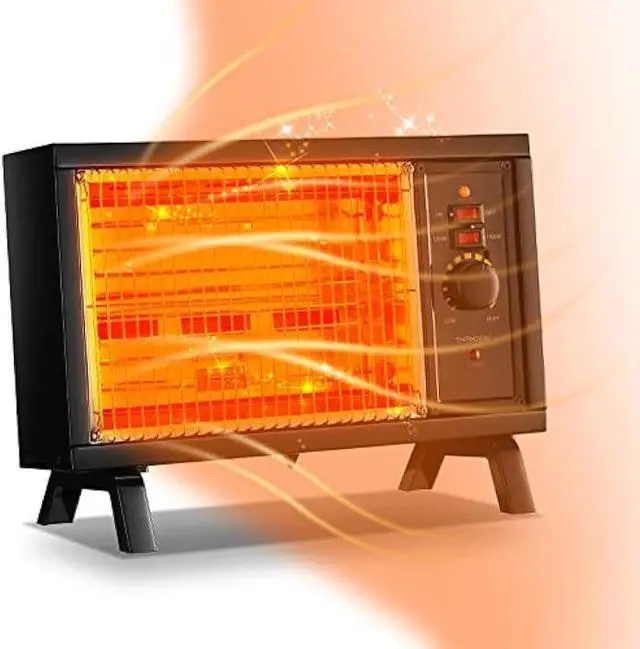 Main image of JASUN Portable Space Heater Electric Radiant Heater Fast Heating with Adjustable Thermostat, Portable Indoor Heater with Handle Quiet Energy-Saving 1250W/1500W for Office Home Garage Bedroom Black