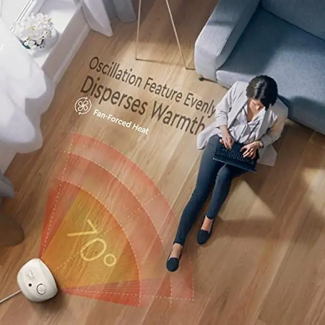 Alt view image 2 of 5 - Comfort Zone Oscillating Space Heater with Adjustable Thermostat, Desktop, Fan-Forced, Portable, Overheat Sensor, Tip-Over Switch, Stay-Cool Housing, Ideal for Home, Bedroom, Office, 1,500W, CZ50