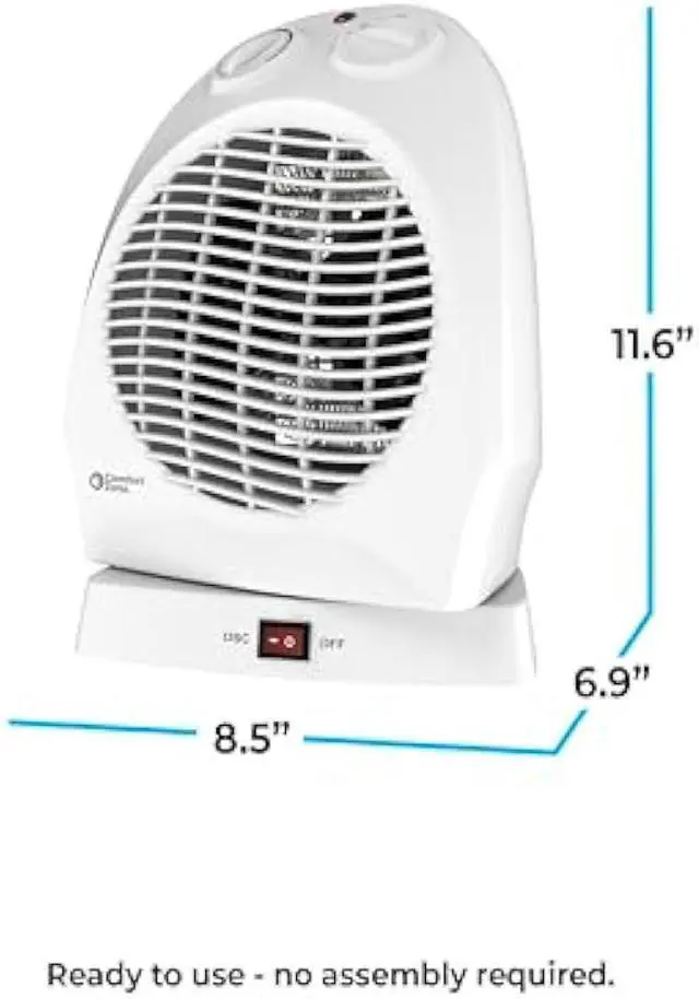 Alt view image 3 of 5 - Comfort Zone Oscillating Space Heater with Adjustable Thermostat, Desktop, Fan-Forced, Portable, Overheat Sensor, Tip-Over Switch, Stay-Cool Housing, Ideal for Home, Bedroom, Office, 1,500W, CZ50