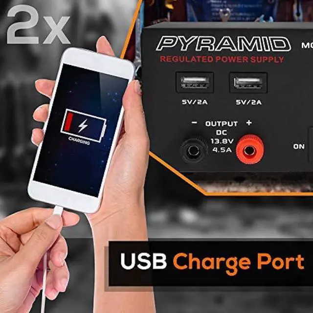 Alt view image 3 of 6 - Pyramid Universal Compact Bench Power Supply - 7 Amp Regulated Home Lab Benchtop AC-Dc Converter Power Supply for CB Radio, HAM W/ 13.8 Volt Dc 120V AC Supply, Dual USB, Cigarette Lighter PSU990KX