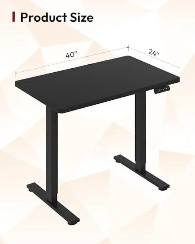 Alt view image 3 of 5 - SANODESK Electric Standing Desk 40 x 24 Inches Whole-Piece Desktop Height Adjustable Stand Up Desk w/6-Button Controller Ergonomic Computer Desk for Home Office, Black Frame + Black Tabletop