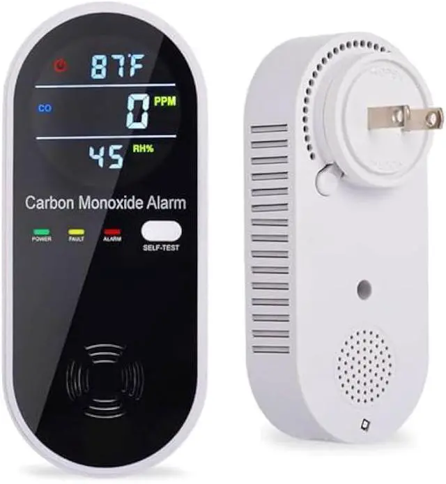 Main image of Carbon Monoxide Detector Plug in Wall, WESHLGD Portable Carbon Monoxide Detector for Travel, 3-in-1 CO Detector for Home and Travel Camping(CO Gas Meter Temperature Humidity Sensor), KH106, Black