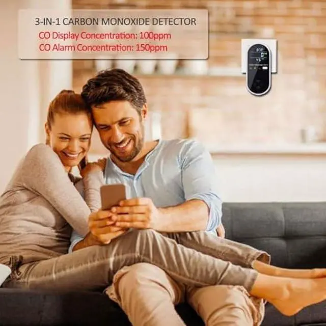 Alt view image 5 of 6 - Carbon Monoxide Detector Plug in Wall, WESHLGD Portable Carbon Monoxide Detector for Travel, 3-in-1 CO Detector for Home and Travel Camping(CO Gas Meter Temperature Humidity Sensor), KH106, Black