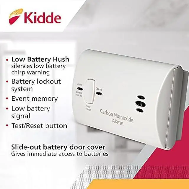 Alt view image 4 of 5 - Kidde Carbon Monoxide Detector, Battery Powered CO Alarm with LEDs, Test-Reset Button, Low Battery Indicator, Portable
