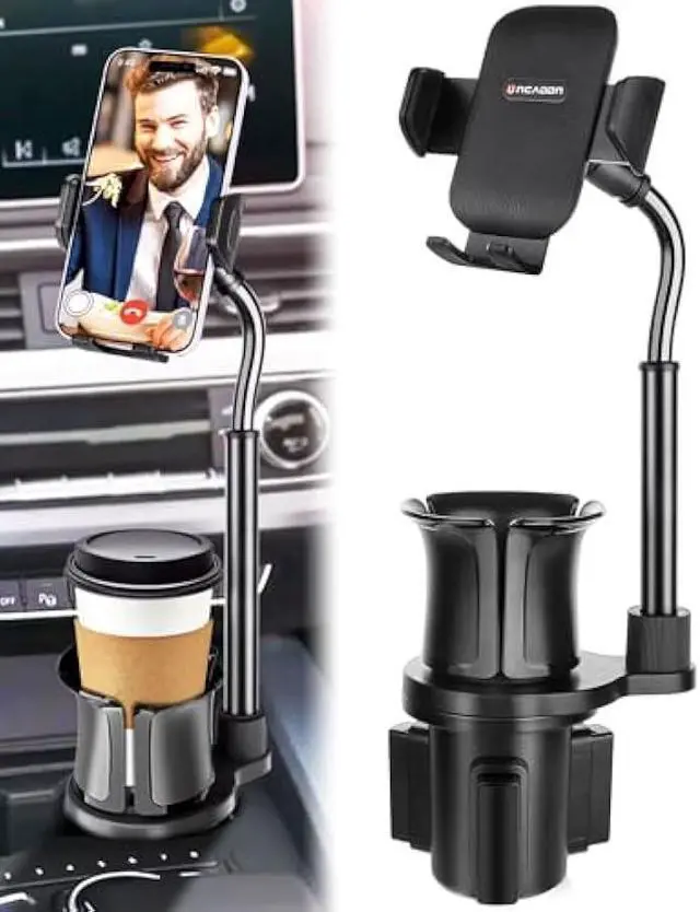 Main image of Cup Phone Mount for Car, 2 in 1 Universal Cup Phone Holder for Car, Stretchable Long Neck Car Phone Mount, Hands Free 360° Rotation Compatible with All Smartphones