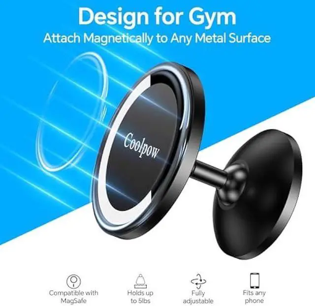Alt view image 3 of 6 - Gym Magnetic Phone Holder Mount for MagSafeAll MetalDual Magnetic Phone Holder for Gym Accessories Attach to Metal Surface, Gym Phone Holder Magnet for iPhone 16 15 14 13 Pro Max Gift for Men Women