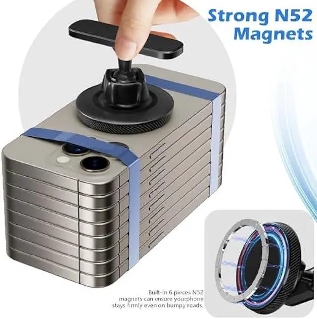 Alt view image 3 of 6 - Designed for Hyundai Ioniq 5 Phone Mount, Magnetically Attaches to Metallic Dashboard for 2024 2025 Hyundai Sonata Kona & 2022-2025 Ioniq5 2026 Ioniq 9 [Compatible with MagSafe]