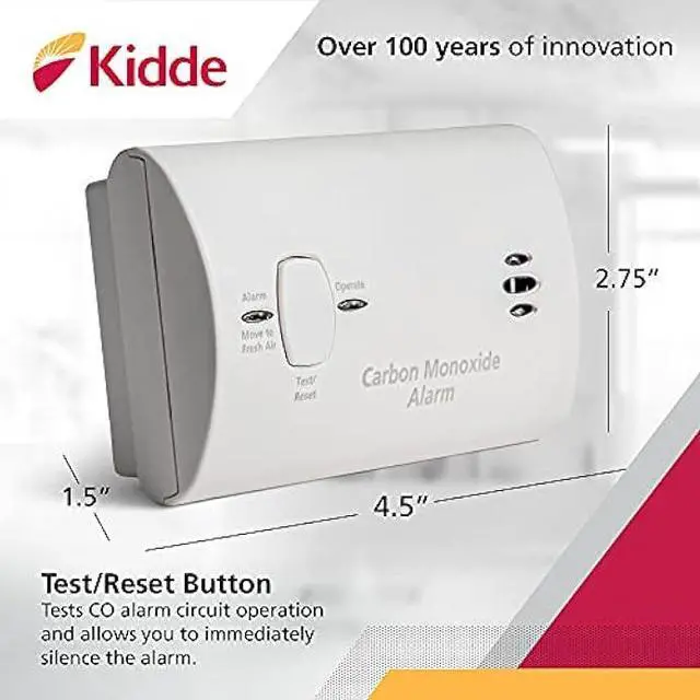 Alt view image 3 of 5 - Kidde Carbon Monoxide Detector, Battery Powered CO Alarm with LEDs, Test-Reset Button, Low Battery Indicator, Portable