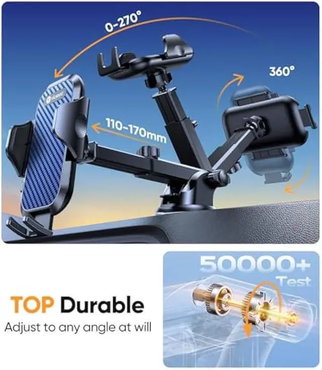 Alt view image 5 of 7 - VICSEED Dark Blue Phone Holders for Your Car [Upgraded True Military-Grade Strongest Suction] Cell Phone Mount for Car Dashboard Windshield Vent Truck Boat Stand Adjustable for iPhone Android