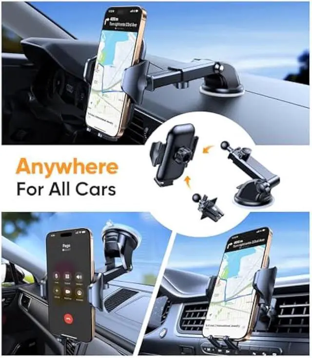 Alt view image 7 of 7 - VICSEED Dark Blue Phone Holders for Your Car [Upgraded True Military-Grade Strongest Suction] Cell Phone Mount for Car Dashboard Windshield Vent Truck Boat Stand Adjustable for iPhone Android