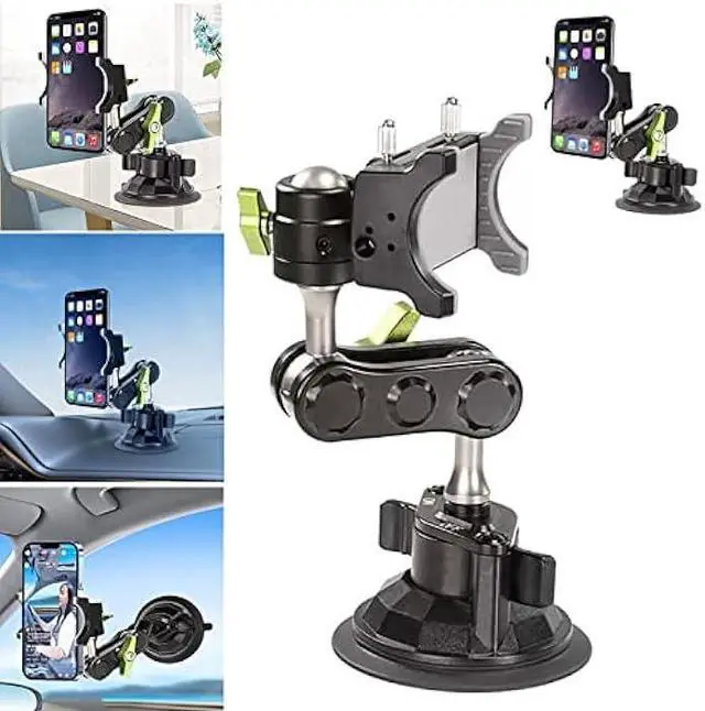 Main image of Universal Ball Head Arm Car Phone Mount, 360 Rotating Ball Joint for Adjustable Viewing Angles, Compatible with Most Smartphones and Case Models