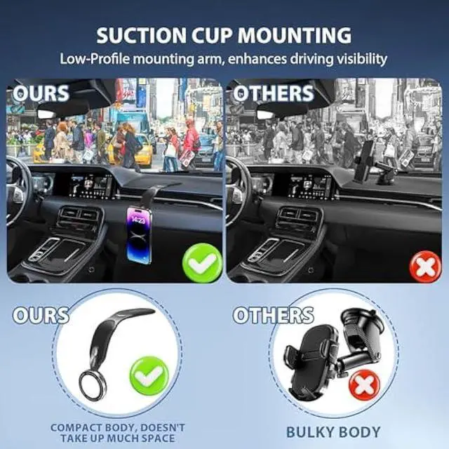 Alt view image 5 of 7 - for Magsafe Car Mount 360° Rotation Magnetic Phone Holder Bendable Magnetic Car Phone Mount for iPhone 15/14/13/12 Pro/Plus/Max Android Phones, Black