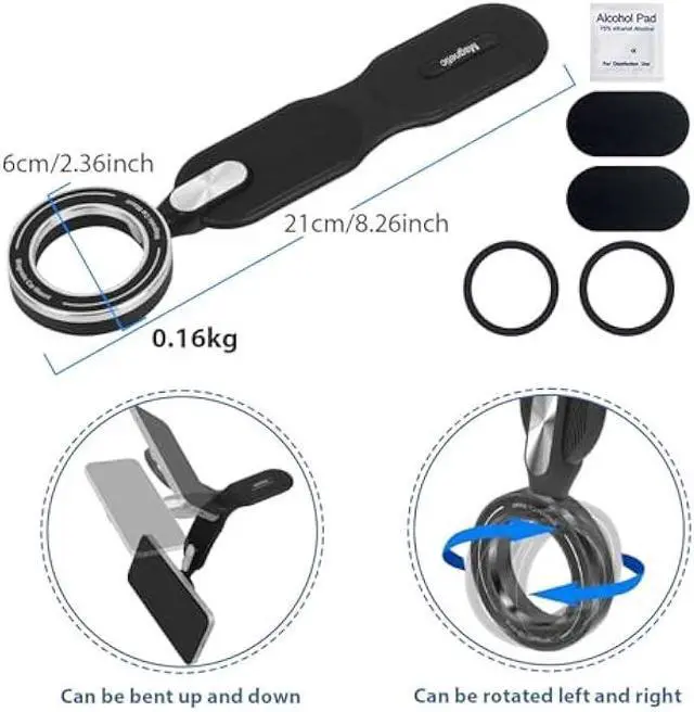 Alt view image 6 of 7 - for Magsafe Car Mount 360° Rotation Magnetic Phone Holder Bendable Magnetic Car Phone Mount for iPhone 15/14/13/12 Pro/Plus/Max Android Phones, Black