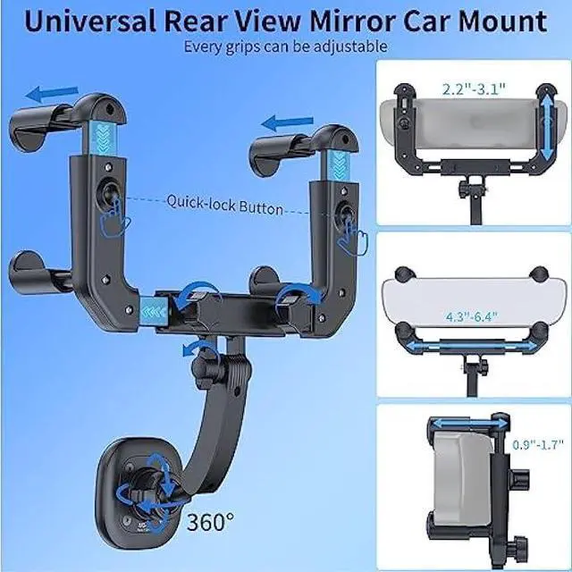 Alt view image 2 of 5 - VRIG MG-15 Magnetic Rear View Mirror Phone Holder for car [Big Rear Mirrors Friendly],Magsafe Hands Free 360 Rotating Strong Magnet Cell Phone Mount Fit for iPhone 16/1514/13/12 Series