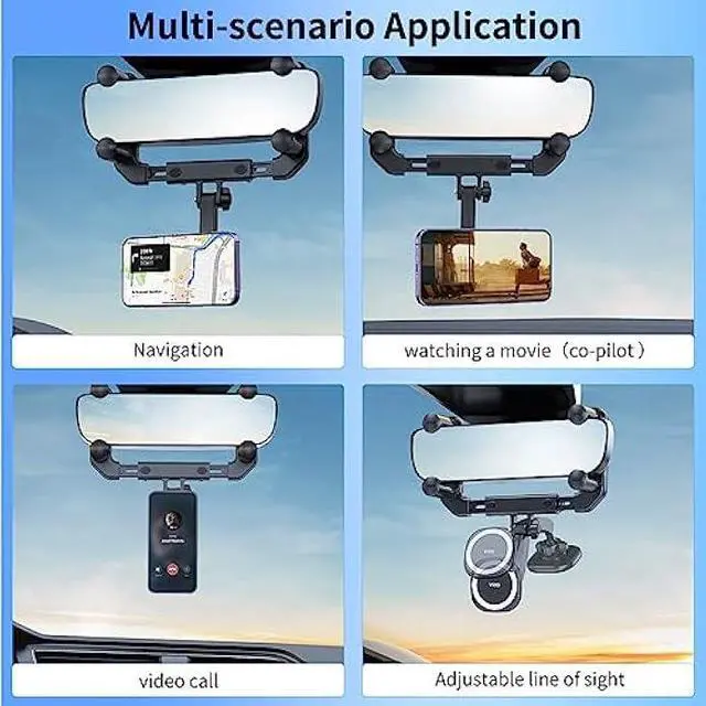 Alt view image 5 of 5 - VRIG MG-15 Magnetic Rear View Mirror Phone Holder for car [Big Rear Mirrors Friendly],Magsafe Hands Free 360 Rotating Strong Magnet Cell Phone Mount Fit for iPhone 16/1514/13/12 Series