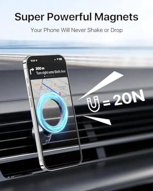 Alt view image 2 of 5 - andobil for Magsafe Car Mount [Strongest Magnet, Easy Install] All Metal Magnetic Car Phone Holder for iPhone 17/16/15/14/13 Pro Max, 360° Air Vent Cell Phone Holder Car for Samsung Galaxy S25/S24