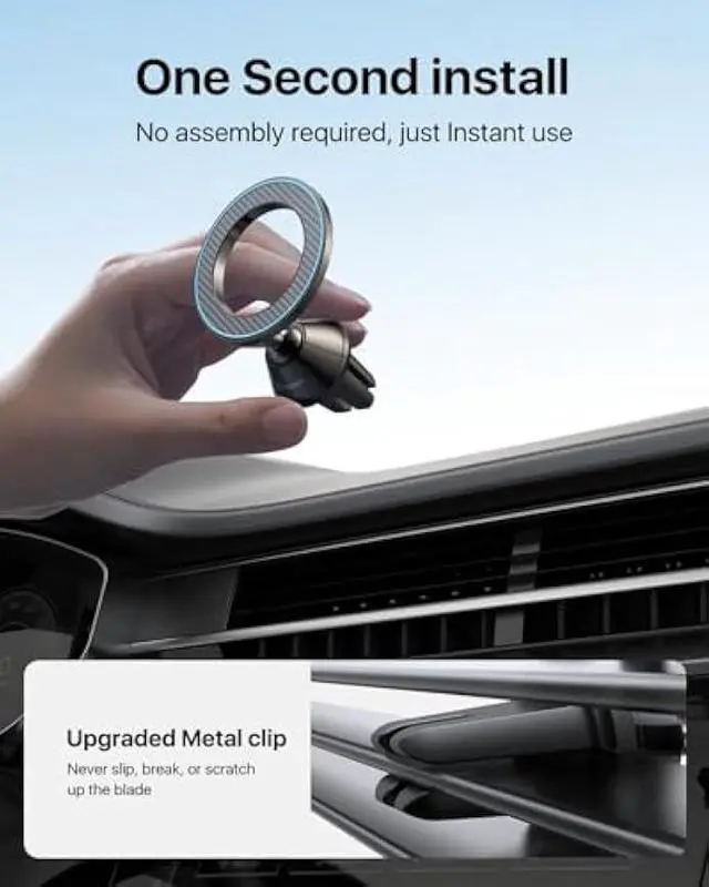 Alt view image 3 of 5 - andobil for Magsafe Car Mount [Strongest Magnet, Easy Install] All Metal Magnetic Car Phone Holder for iPhone 17/16/15/14/13 Pro Max, 360° Air Vent Cell Phone Holder Car for Samsung Galaxy S25/S24