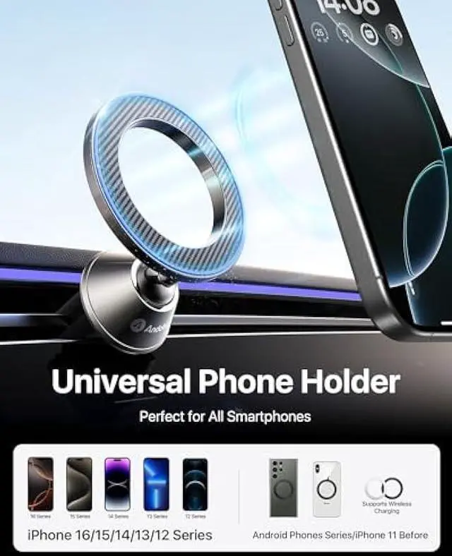 Alt view image 5 of 5 - andobil for Magsafe Car Mount [Strongest Magnet, Easy Install] All Metal Magnetic Car Phone Holder for iPhone 17/16/15/14/13 Pro Max, 360° Air Vent Cell Phone Holder Car for Samsung Galaxy S25/S24