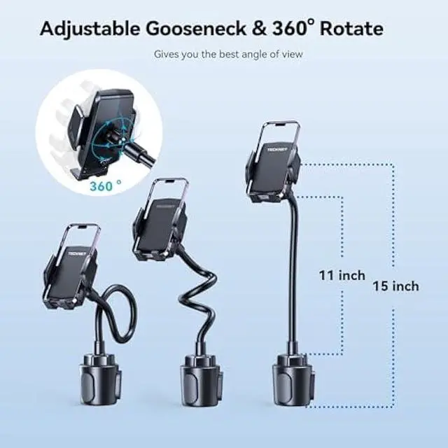 Alt view image 4 of 5 - TECKNET Cup Phone Holder for Car - Adjustable Gooseneck Cup Holder Cradle Car Mount with Air Vent Holders & Expandable Base, Cell Phone Holders for iPhone 17/16 Pro Max and All Cell Phones, Cars model