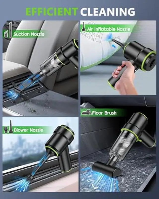 Alt view image 5 of 7 - CODN Handheld Car Vacuum Portable Cordless 12000PA, 2 in 1 Handheld Vacuum Cleaner and Air Duster with Multi-Nozzles and LED Light, Mini Hand Held Vacuum Rechargeable for Home, Car, Office, Pet Hair