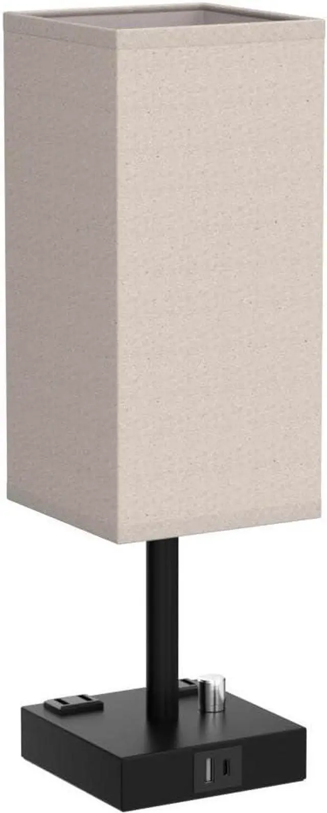 Alt view image 4 of 7 - Fully Dimmable Nightstand Lamps Set of 2 - Table Bedside Lamp with USB C+A Charging Ports & 2 AC Outlets, Square Lamp Sets Linen Fabric Shade for Bedroom Living Room(Bulb Included)