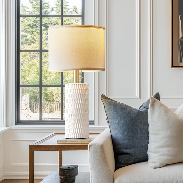 Alt view image 4 of 6 - 20" Modern Ceramic Table Lamps Set of 2, Lamps for Bedroom, White