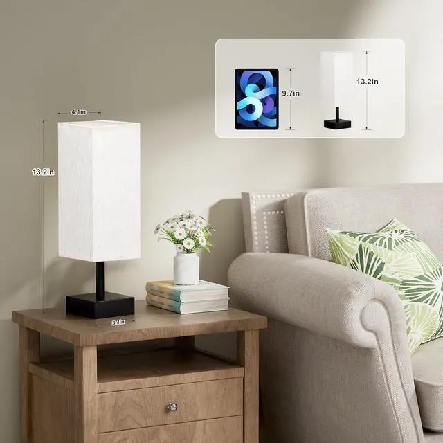 Alt view image 2 of 6 - aooshine Beige Bedroom Table Lamp Set - Bedside Lamps for Nightstand Set of 2, Minimalist Lamps for Desk, Dorm, Kids Room, Bulb Not Included