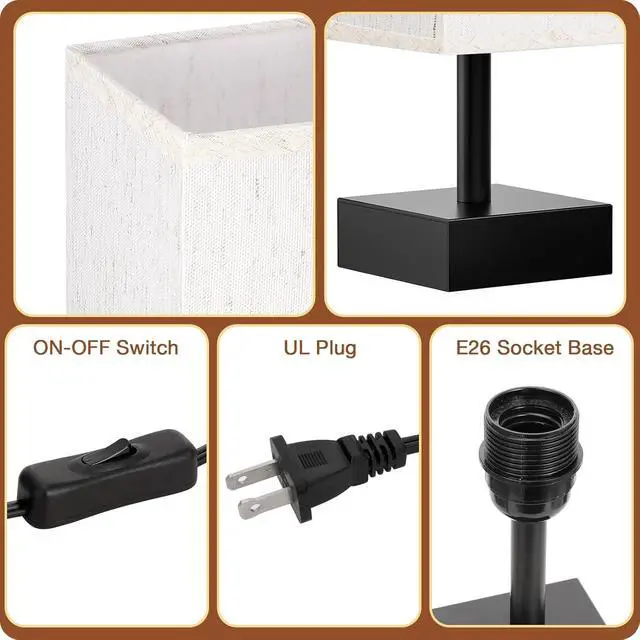 Alt view image 3 of 6 - aooshine Beige Bedroom Table Lamp Set - Bedside Lamps for Nightstand Set of 2, Minimalist Lamps for Desk, Dorm, Kids Room, Bulb Not Included