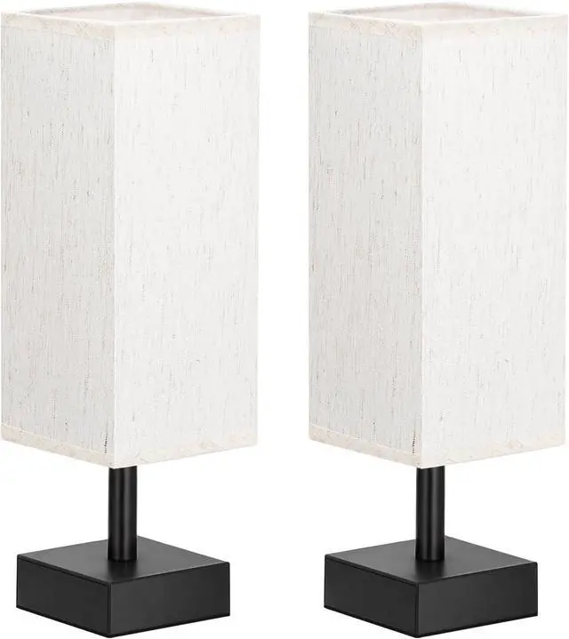 Alt view image 6 of 6 - aooshine Beige Bedroom Table Lamp Set - Bedside Lamps for Nightstand Set of 2, Minimalist Lamps for Desk, Dorm, Kids Room, Bulb Not Included