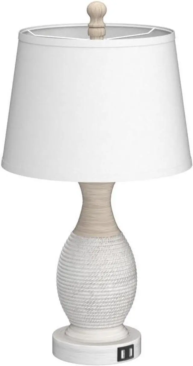 Alt view image 4 of 7 - PARTPHONER Table Lamps Set of 2, Bedside Touch Lamp with USB C+A Charging Ports, Side Table Lamp with White Fabric Shade (LED Bulbs Included)