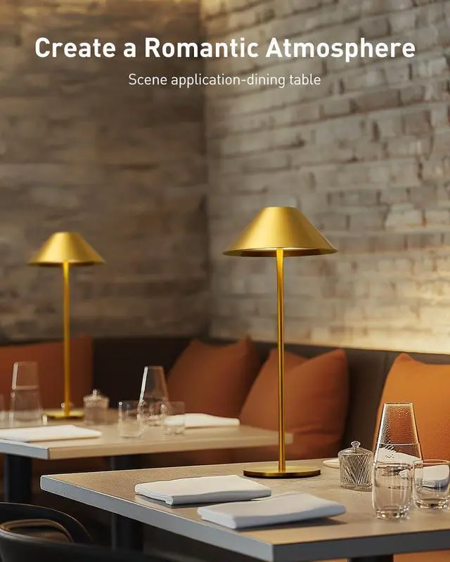 Alt view image 7 of 7 - Bojim Gold Cordless Lamp Set of 2, Rechargeable Touch Table Lamps with 3 Color Dimming, Portable Wireless Lamps for Reading/Home Decor