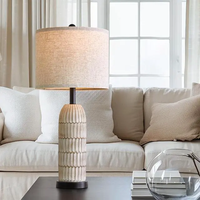 Alt view image 5 of 7 - OYEARS 26.5" Table Lamps Set of 2 - Bedside Lamp with USB A+C Charging Ports,Rustic,Perfect for Nightstands and Bedrooms,Black