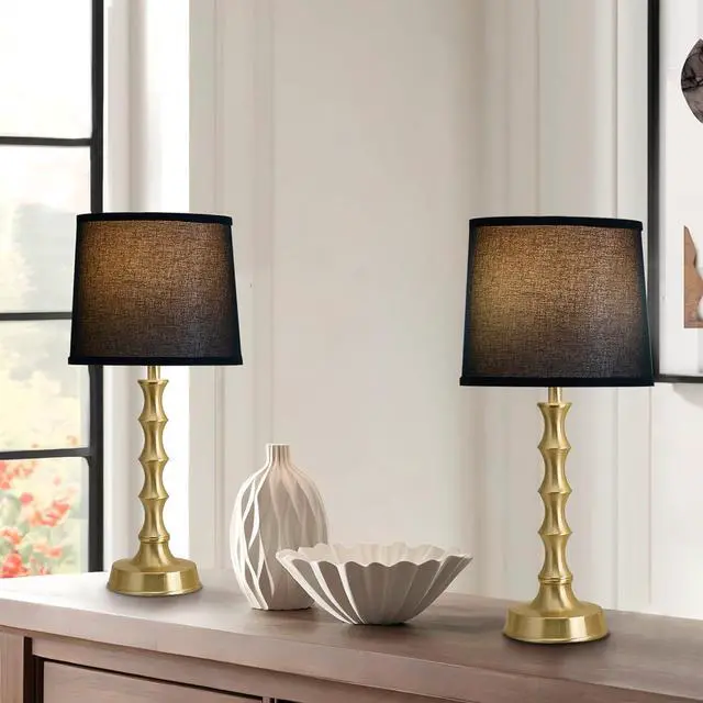 Main image of 24" Small Black Lamp for Bedroom, Black Gold Table Lamps for Living Room Set of 2, Retro Gold Lamps for Nightstand Set of 2, Retro Small Table Lamp for Sofa Table, Nursery, Small Reading Lamps