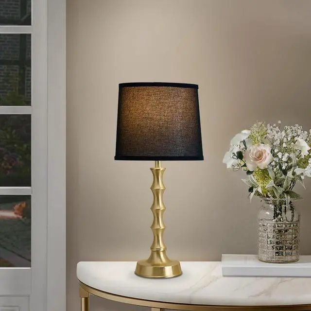 Alt view image 5 of 7 - 24" Small Black Lamp for Bedroom, Black Gold Table Lamps for Living Room Set of 2, Retro Gold Lamps for Nightstand Set of 2, Retro Small Table Lamp for Sofa Table, Nursery, Small Reading Lamps