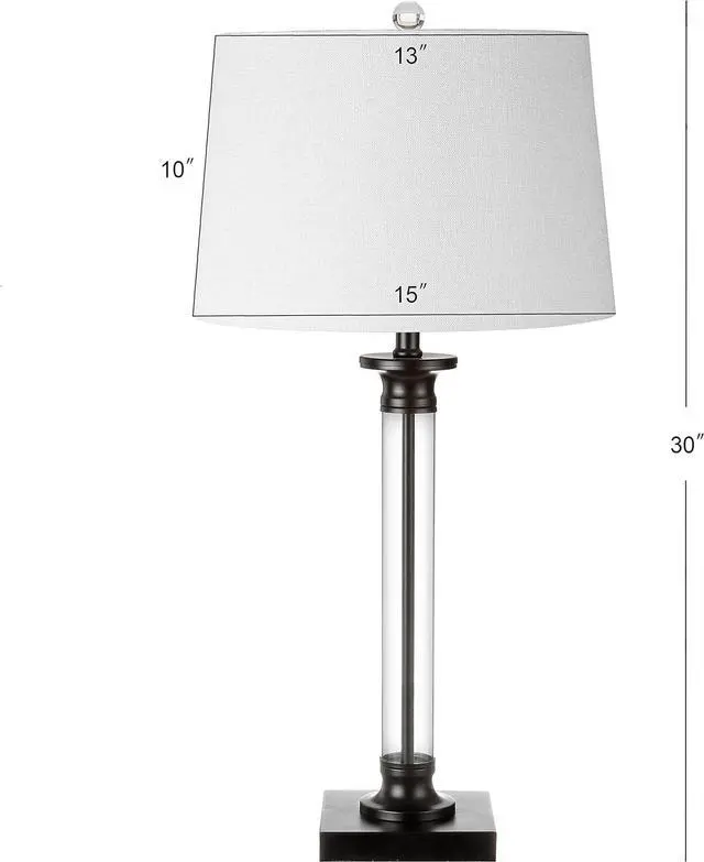 Alt view image 4 of 7 - JONATHAN Y JYL1008A-SET2 Set of 2 Table Lamps Mason 30" Glass and Metal LED Table Lamp Bedside Desk Nightstand Lamp for Bedroom Living Room Office College Bookcase LED Bulbs Included, Black/Clear